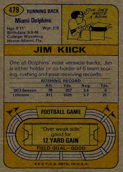 1974 Topps #479 Jim Kiick Back