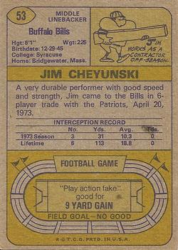 1974 Topps #53 Jim Cheyunski Back
