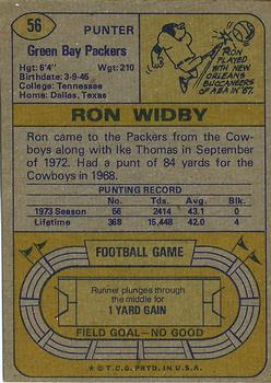 1974 Topps #56 Ron Widby Back