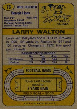 1974 Topps #76 Larry Walton Back