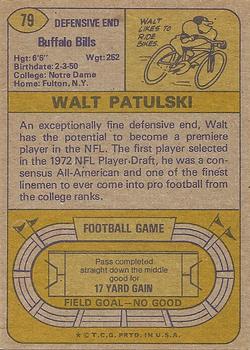 1974 Topps #79 Walt Patulski Back