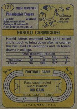 1974 Topps #121 Harold Carmichael Back