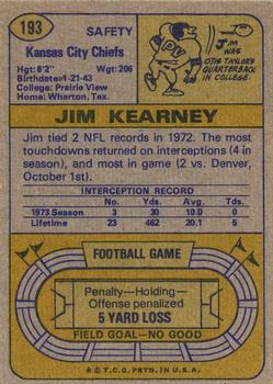 1974 Topps #193 Jim Kearney Back