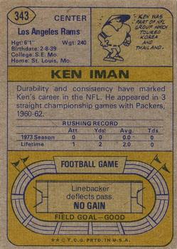 1974 Topps #343 Ken Iman Back