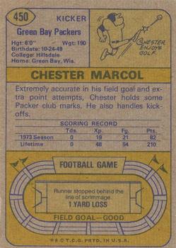 1974 Topps #450 Chester Marcol Back
