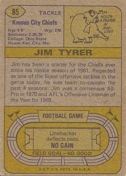 1974 Topps #85 Jim Tyrer Back