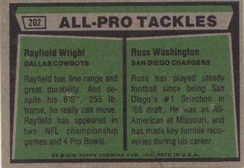 1975 Topps #202 1974 All-Pro Tackles (Rayfield Wright / Russ Washington) Back