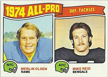 1975 Topps #215 1974 All-Pro Defensive Tackles (Merlin Olsen / Mike Reid) Front