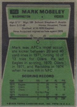 1975 Topps #364 Mark Moseley Back