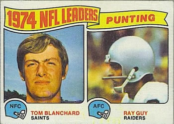1975 Topps #6 1974 NFL Punting Leaders (Tom Blanchard / Ray Guy) Front