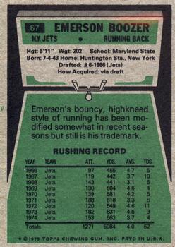 1975 Topps #67 Emerson Boozer Back