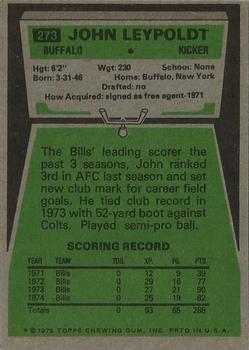 1975 Topps #273 John Leypoldt Back