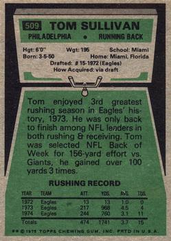 1975 Topps #509 Tom Sullivan Back