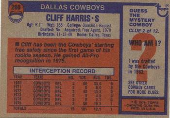 1976 Topps #260 Cliff Harris Back