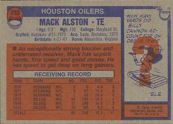 1976 Topps #293 Mack Alston Back