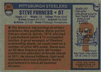 1976 Topps #341 Steve Furness Back