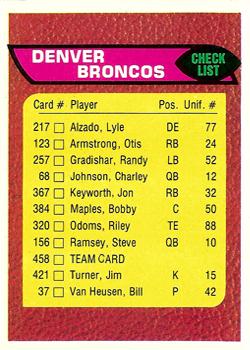 1976 Topps #458 Denver Broncos Front