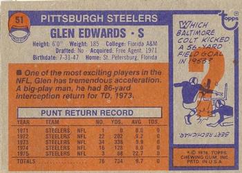 1976 Topps #51 Glen Edwards Back