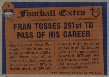 1976 Topps #7 Fran Tarkenton Back