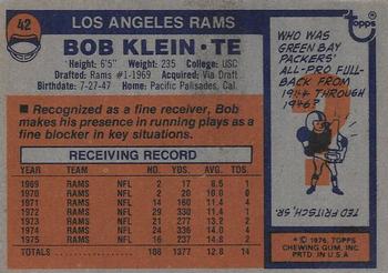 1976 Topps #42 Bob Klein Back