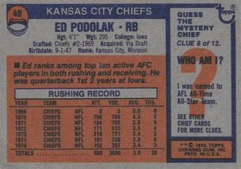 1976 Topps #49 Ed Podolak Back