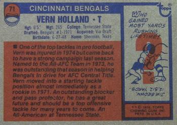 1976 Topps #71 Vern Holland Back