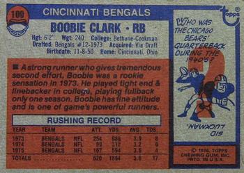1976 Topps #109 Boobie Clark Back