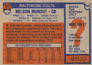1976 Topps #153 Nelson Munsey Back