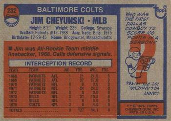 1976 Topps #232 Jim Cheyunski Back