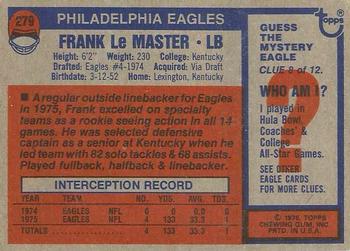 1976 Topps #279 Frank LeMaster Back