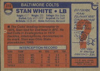 1976 Topps #312 Stan White Back