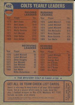 1976 Topps #452 Baltimore Colts Back