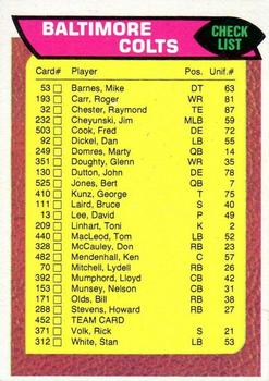 1976 Topps #452 Baltimore Colts Front