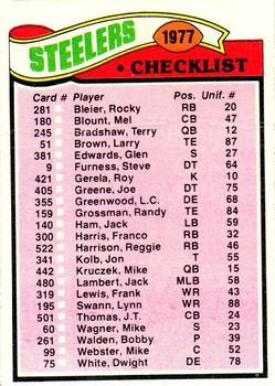 1977 Topps #222 Steelers Checklist/Leaders Front