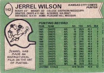 1978 Topps #142 Jerrel Wilson Back