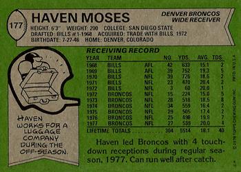 1978 Topps #177 Haven Moses Back