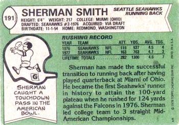 1978 Topps #191 Sherman Smith Back