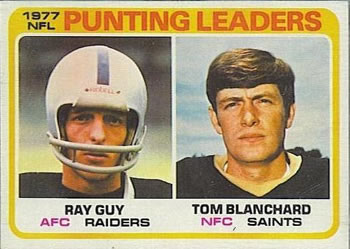 1978 Topps #336 1977 Punting Leaders (Ray Guy / Tom Blanchard) Front