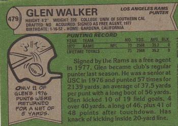 1978 Topps #479 Glen Walker Back