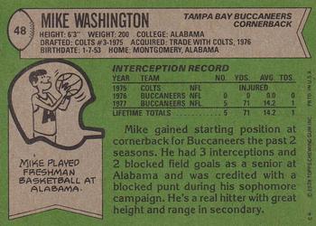 1978 Topps #48 Mike Washington Back