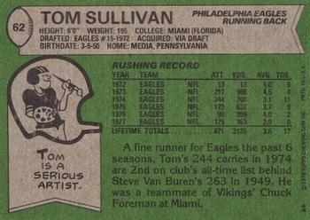 1978 Topps #62 Tom Sullivan Back