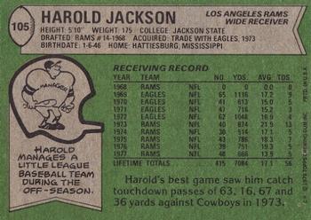 1978 Topps #105 Harold Jackson Back