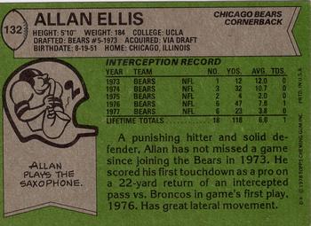 1978 Topps #132 Allan Ellis Back