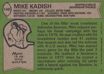 1978 Topps #148 Mike Kadish Back
