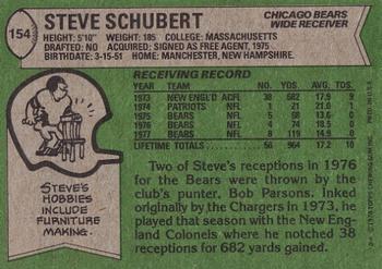1978 Topps #154 Steve Schubert Back
