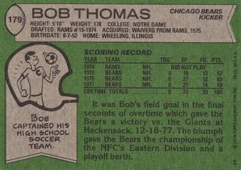 1978 Topps #179 Bob Thomas Back