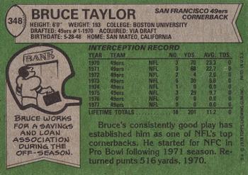 1978 Topps #348 Bruce Taylor Back