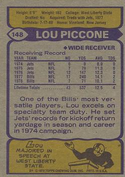 1979 Topps #148 Lou Piccone Back