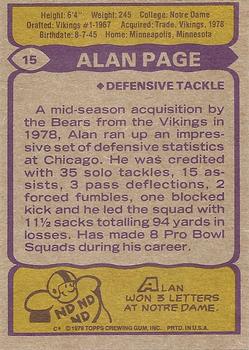 1979 Topps #15 Alan Page Back