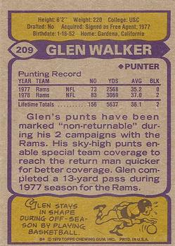 1979 Topps #209 Glen Walker Back